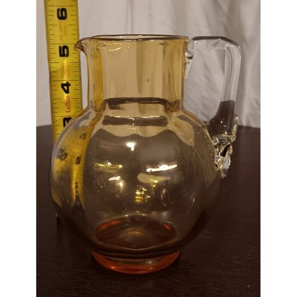 Vintage Amber Glass Cream Pitcher 5.75" Mid-Century - Picture 7 of 8